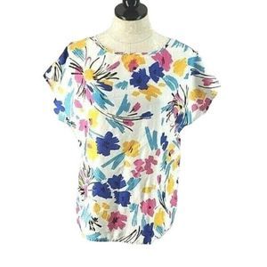 Alicia VTG Bold Floral Print medium Blouse Shirt‎